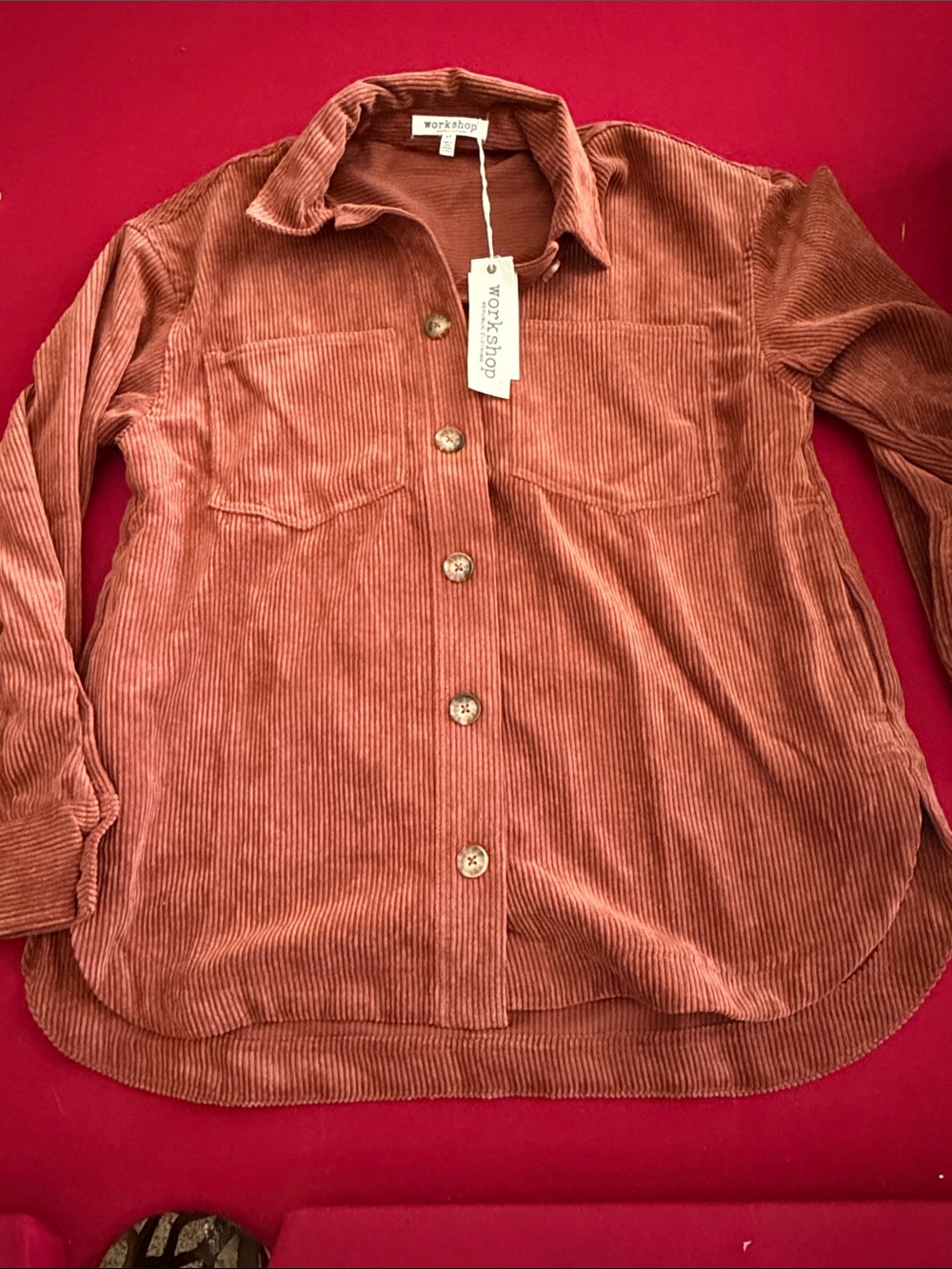 Workshop Corduroy Button-Up Shirt Jacket - Rust